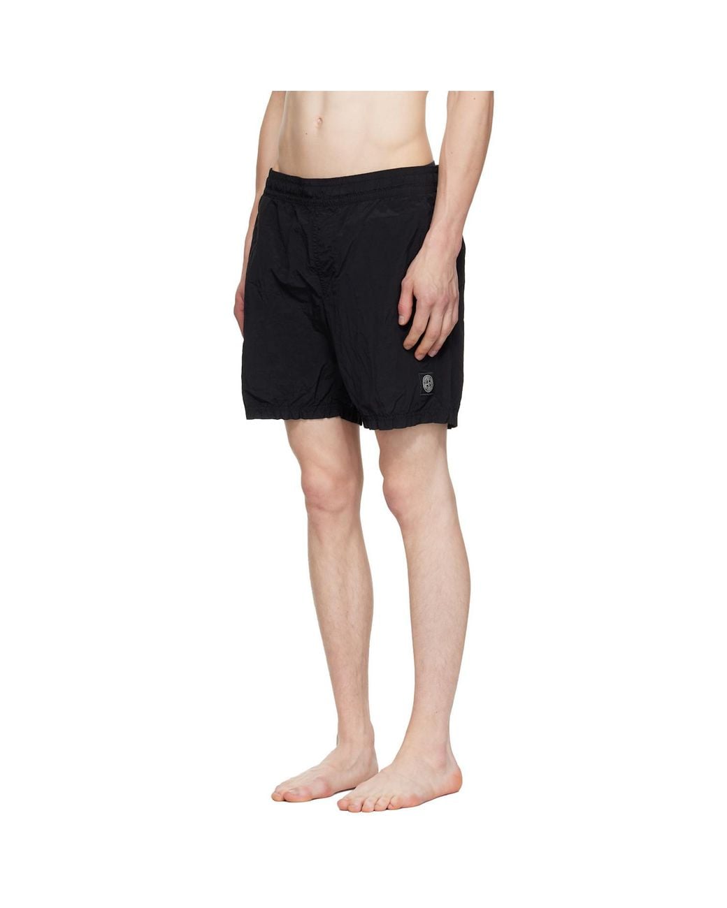 Stone Island Black Regular-Fit Mid-Length Swim Shorts With Pockets for men