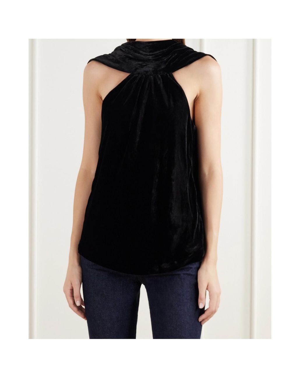 Jonathan Simkhai Black Scarlett Velvet Top