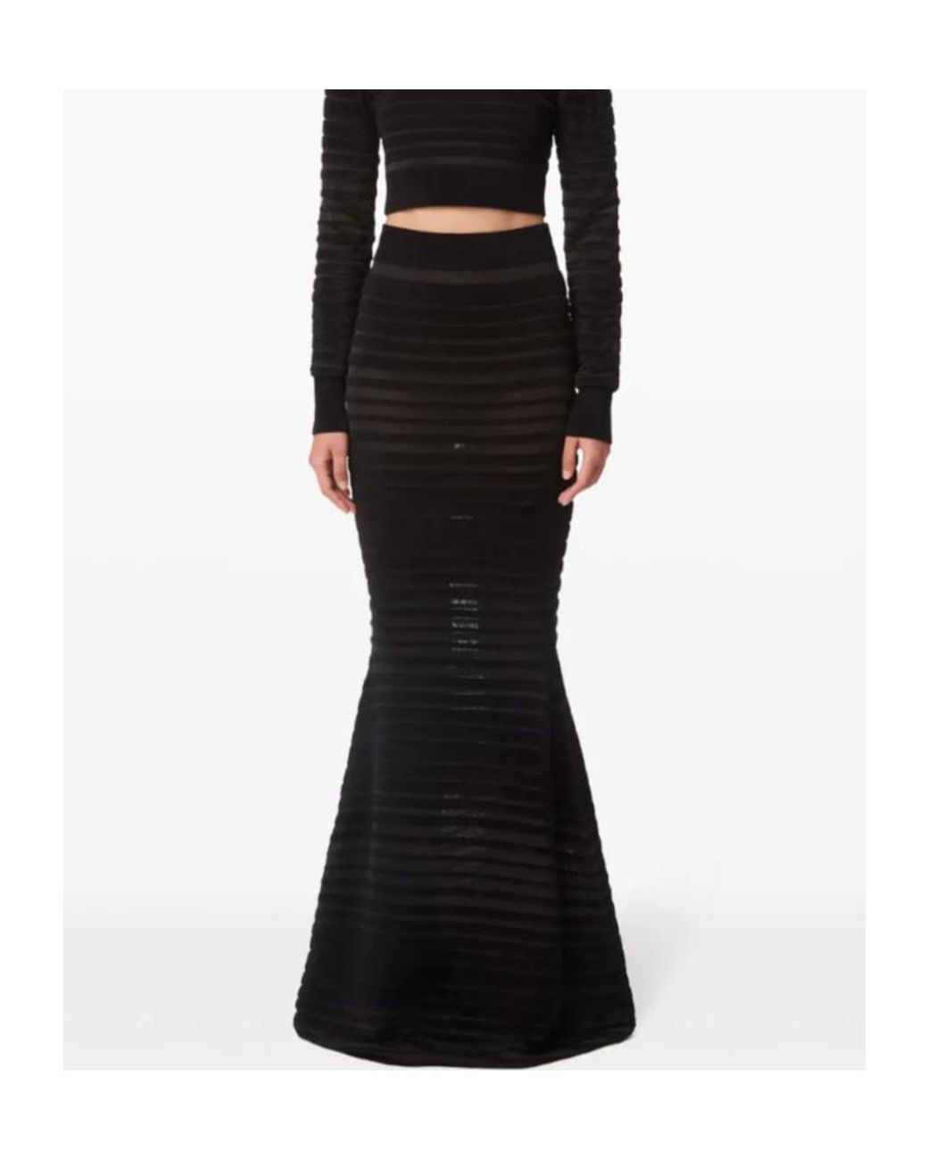 Nina Ricci Black Tonal Stripe Mermaid Skirt