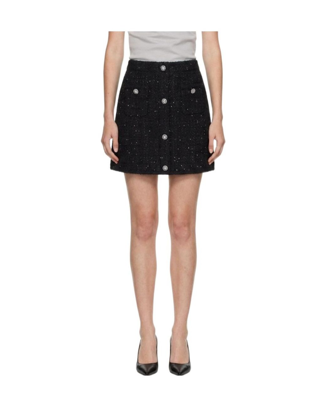 Marissa Chiara Black Button Skirt