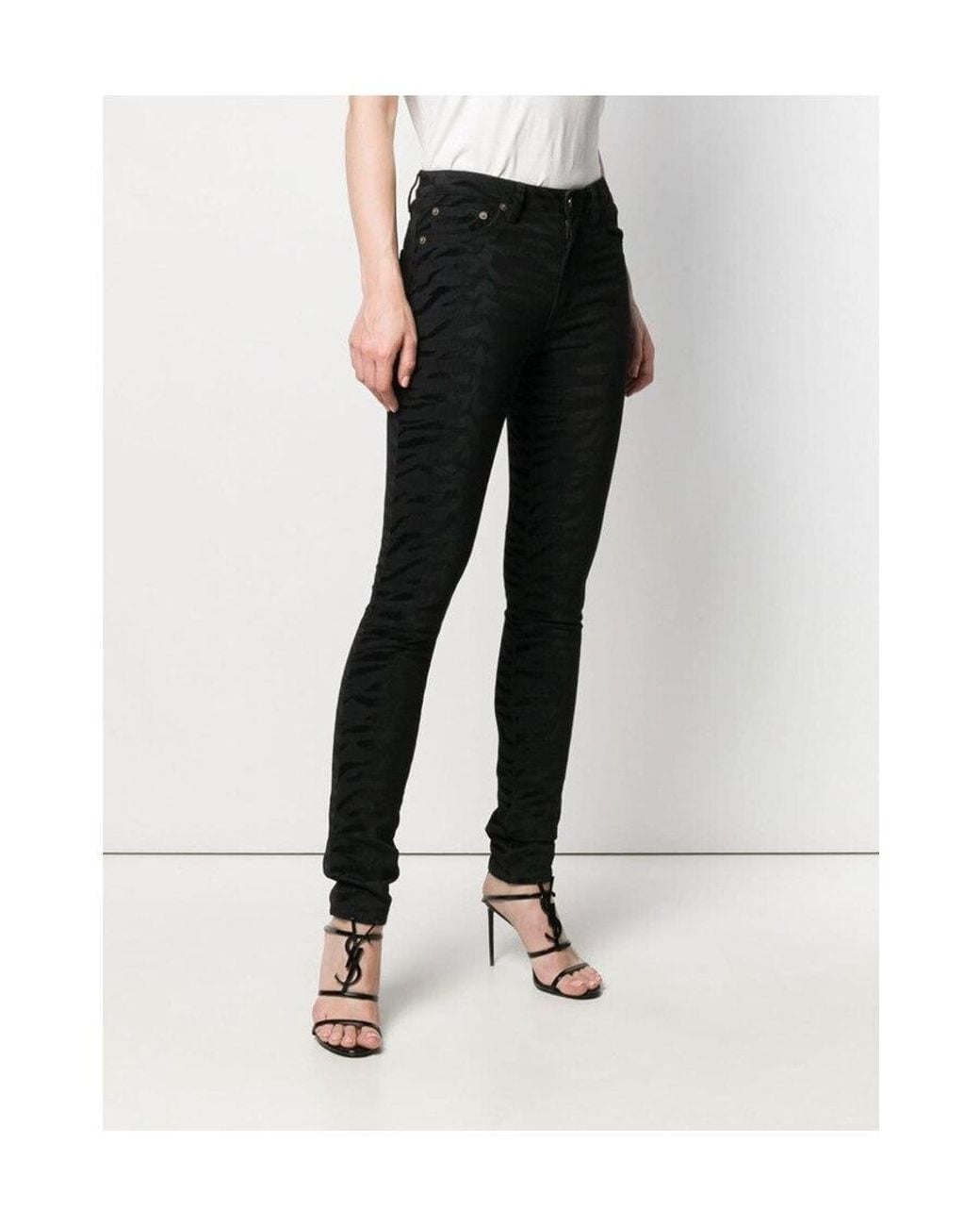 Saint Laurent Black Zebra Print Jeans