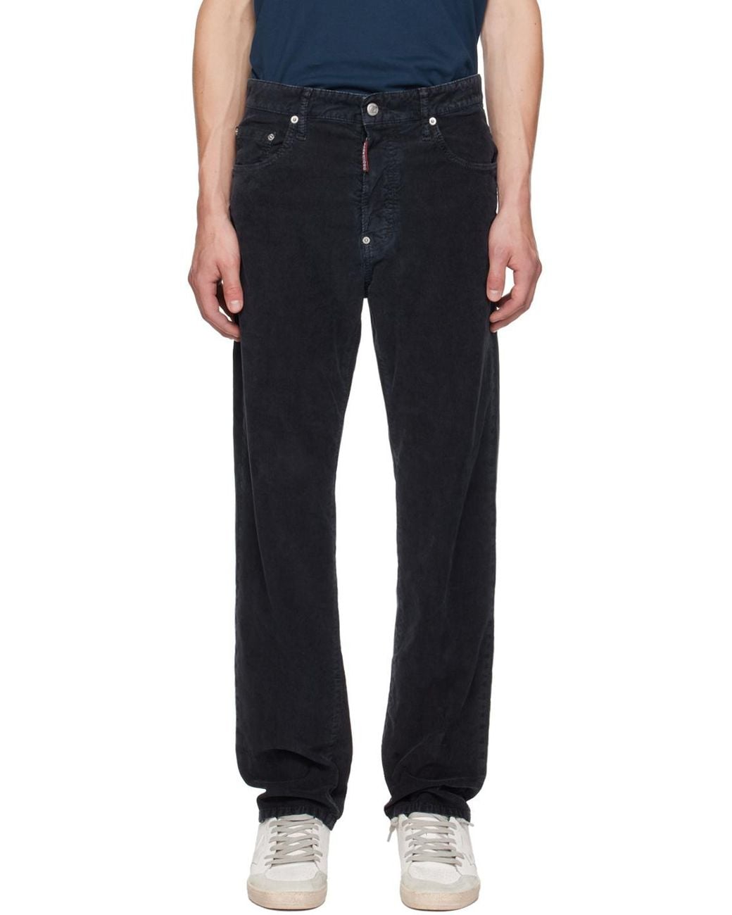DSquared² Black Straight-Leg Corduroy Trousers for men