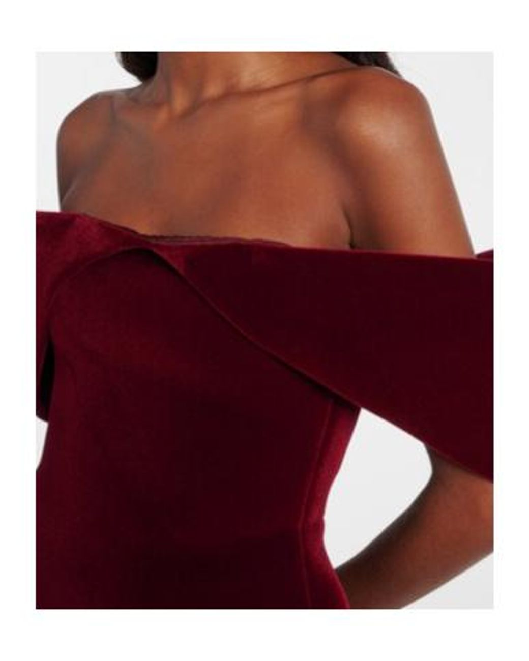 David Koma Red Off-Shoulder Velvet Minidress
