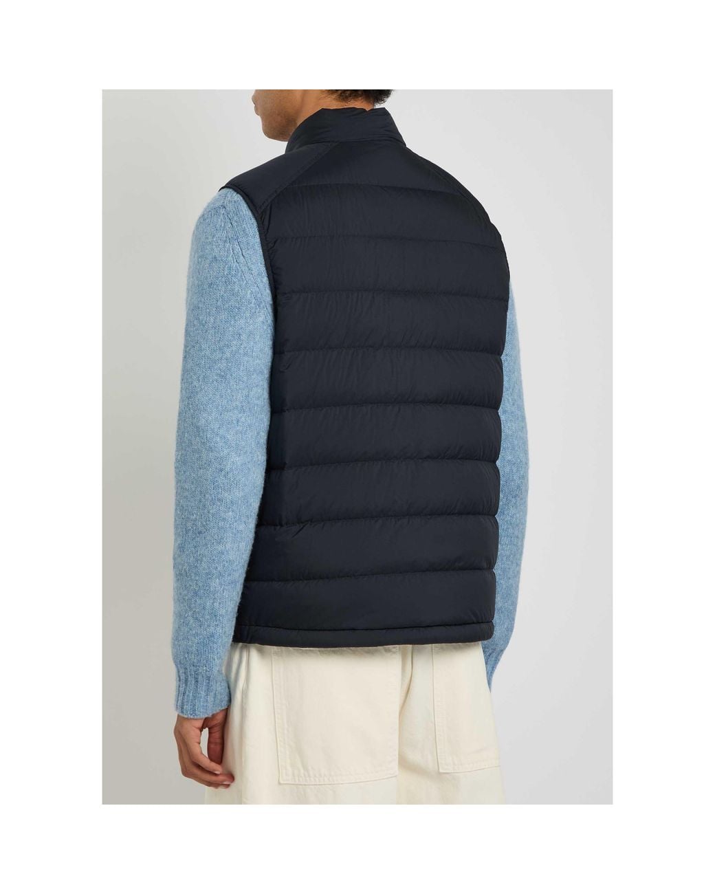 Moncler Black Horizontal Quilting Stand-Collar Down Vest for men