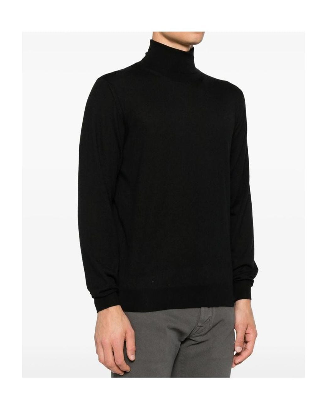 Fedeli Black Turtleneck Sweater for men