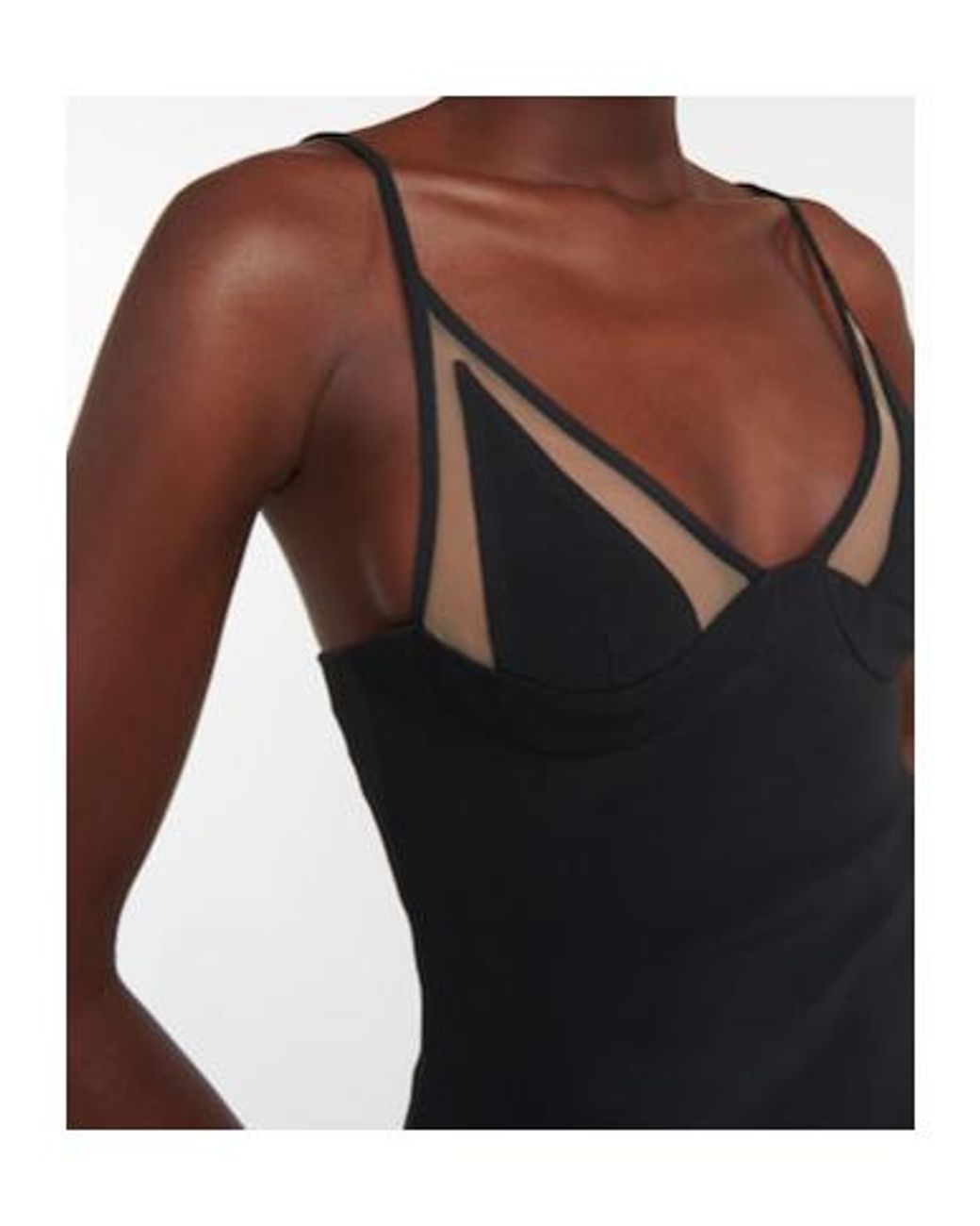 David Koma Black Mesh-Paneled Gown