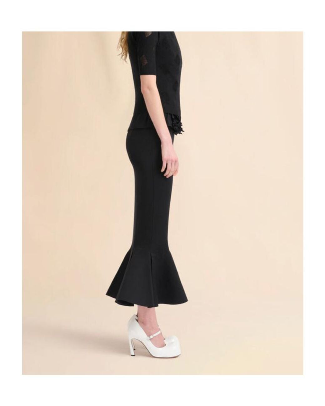 Marni Black Mermaid Hem Jersey Skirt