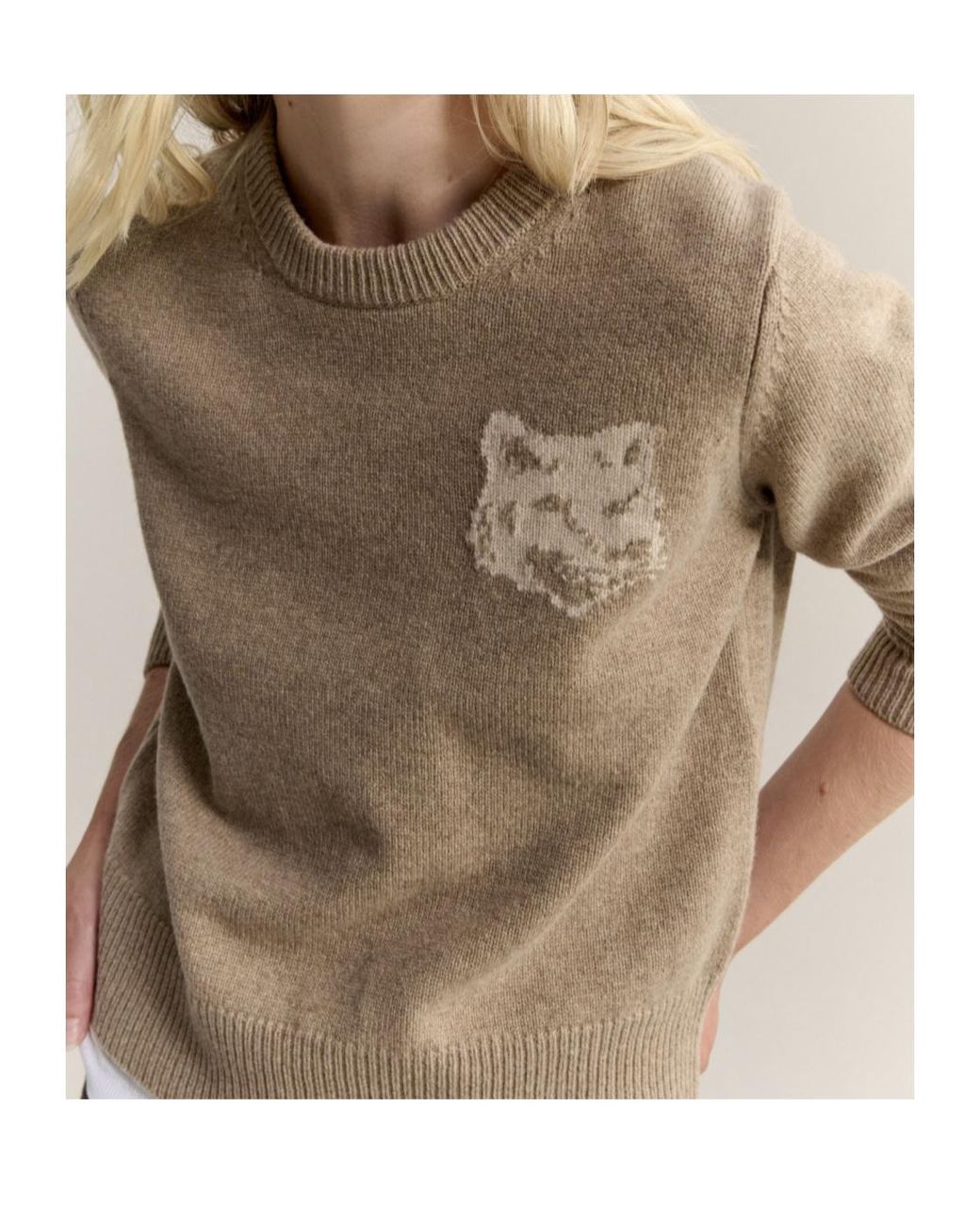 Maison Kitsuné Natural Fox Head Intarsia Merino Jumper