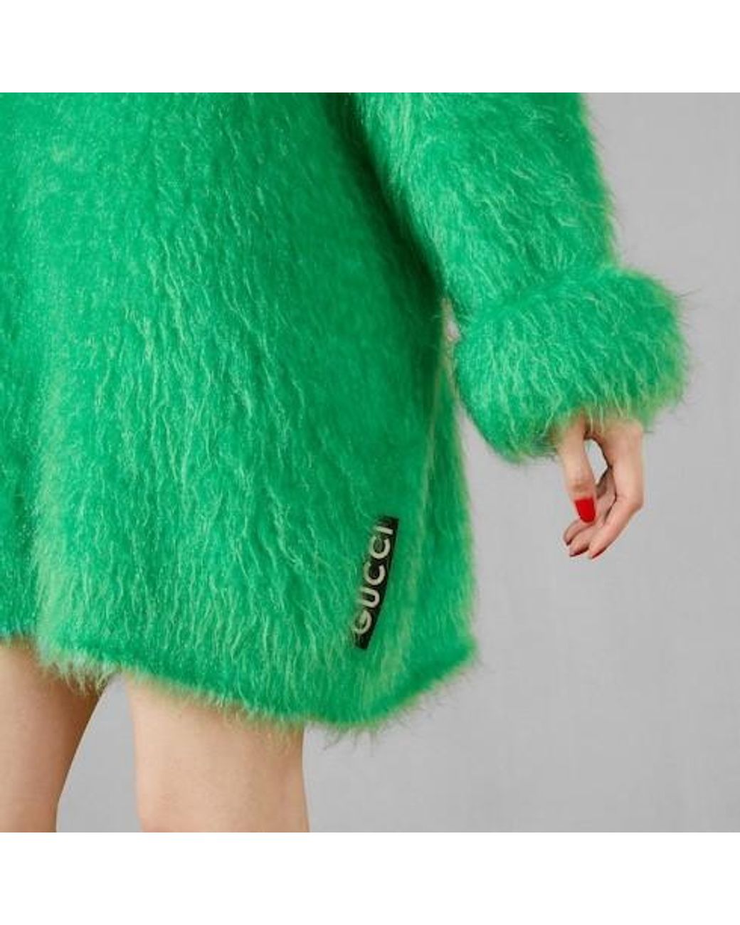 Gucci Green Brushed Turtleneck Sweater Dress