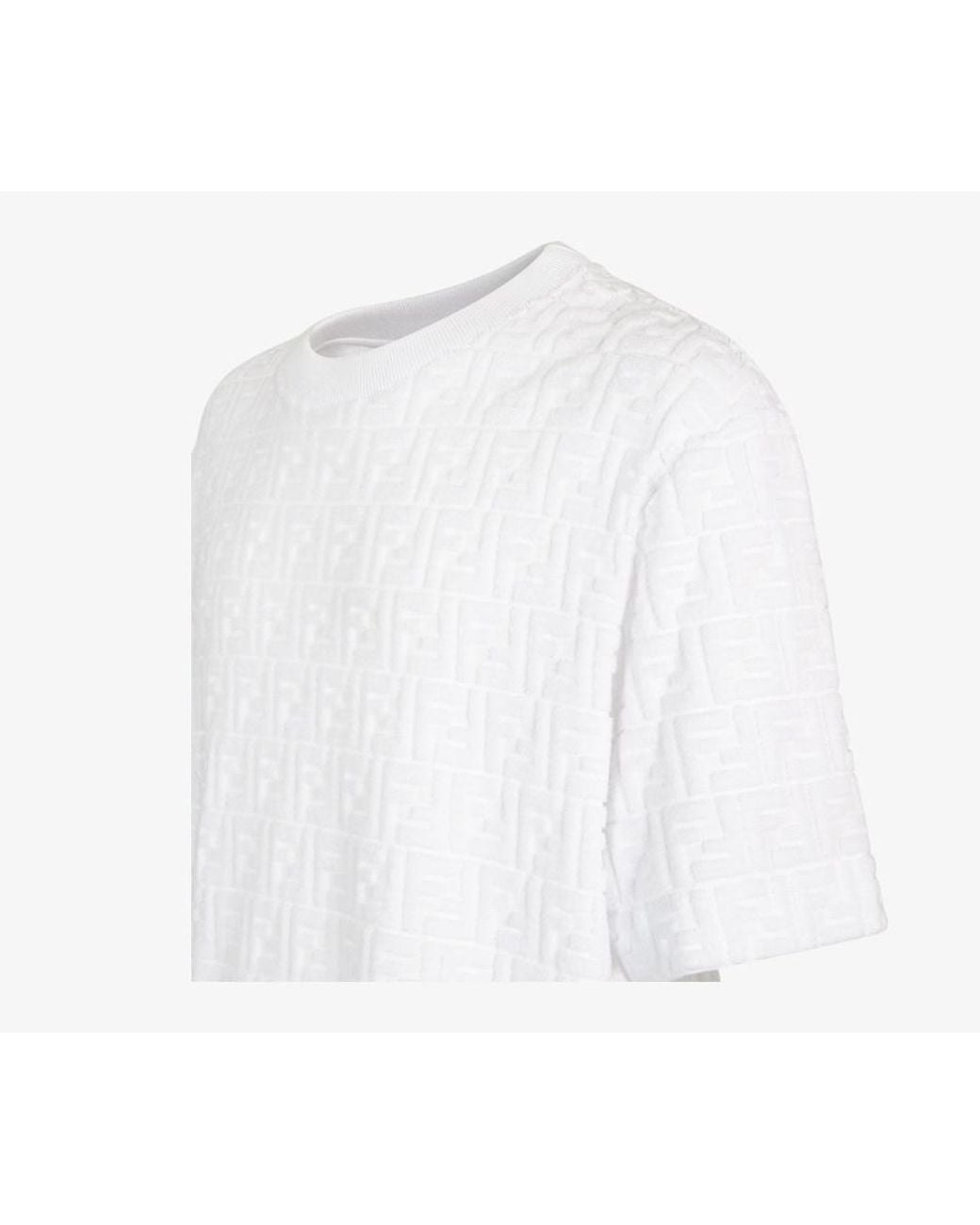 Fendi White Ff Terry Crewneck T-Shirt for men