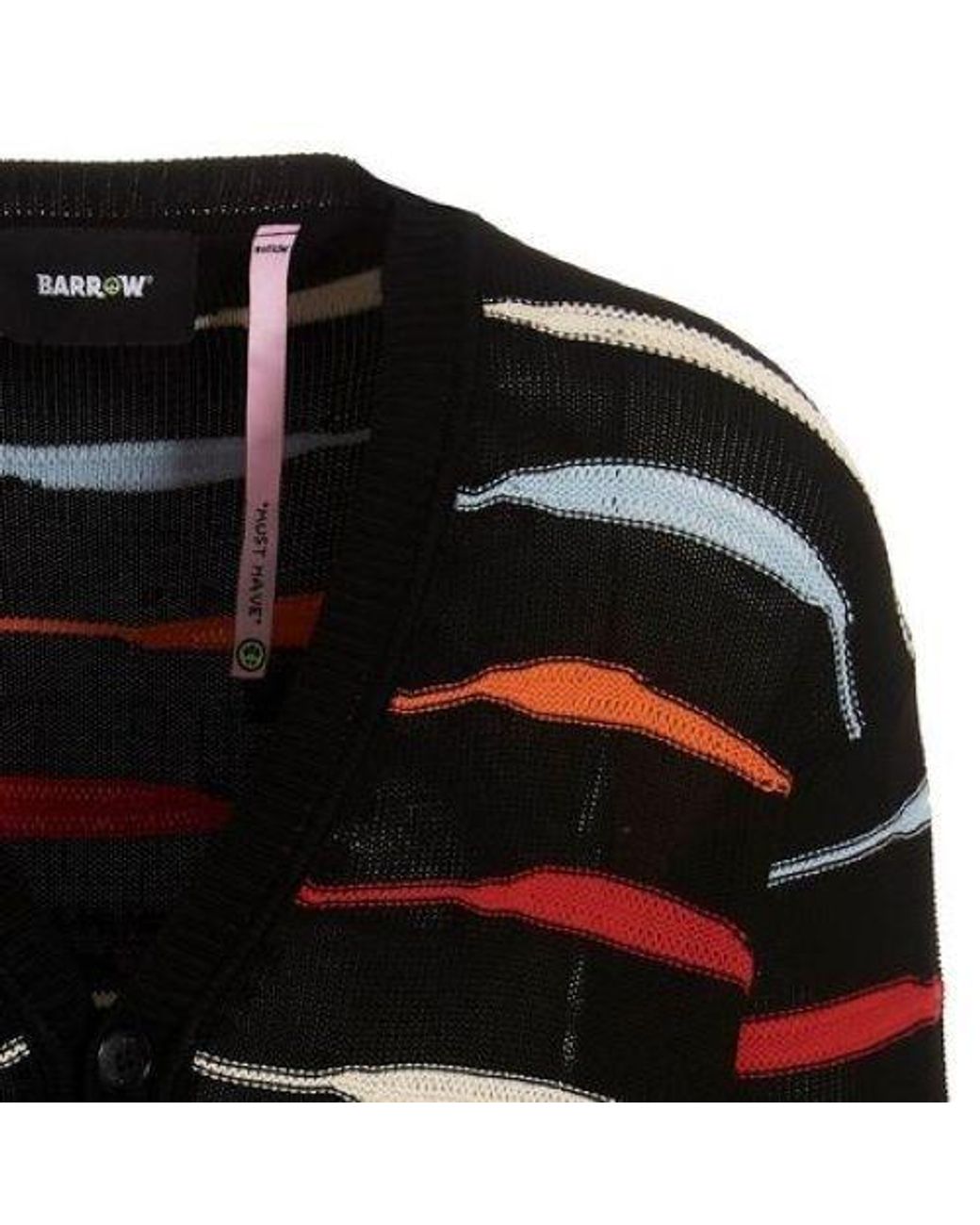 Barrow Black Striped V-Neck Buttoned Cardigan for men