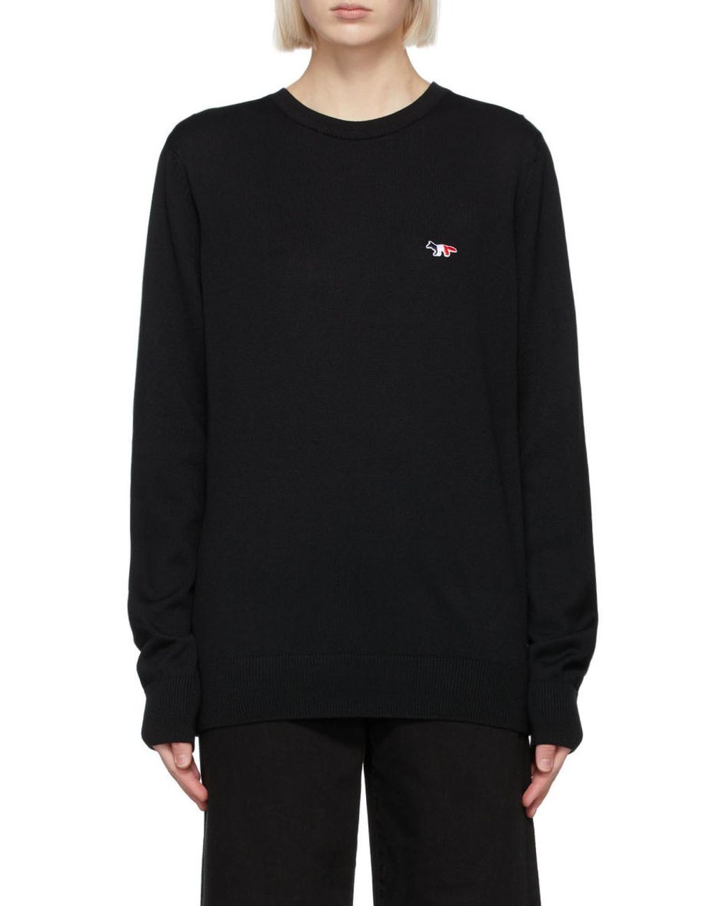 Maison Kitsuné Blue Fox-Patch Crew-Neck Jumper for men