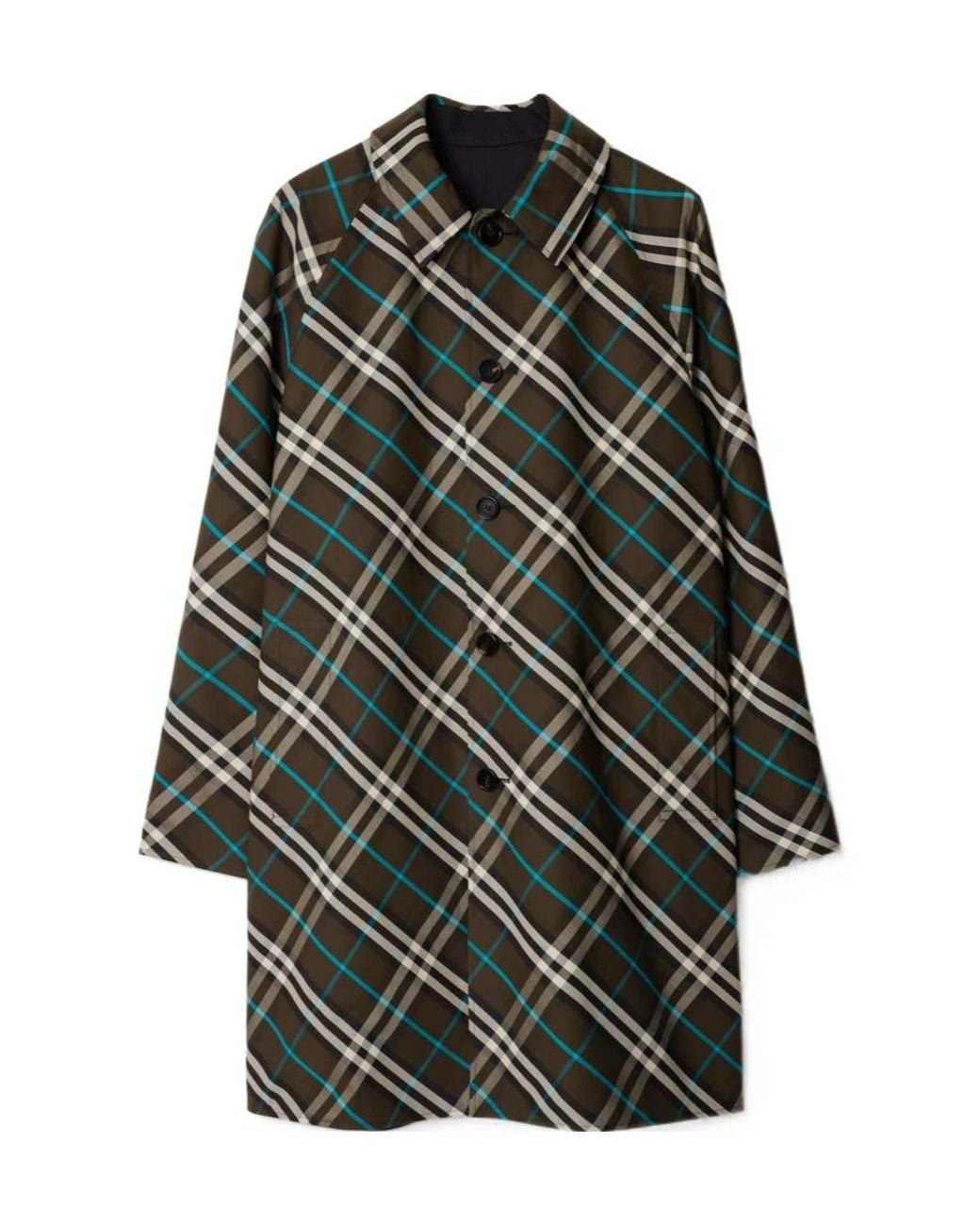 Burberry Black Nova Check Reversible Buttoned Coat for men