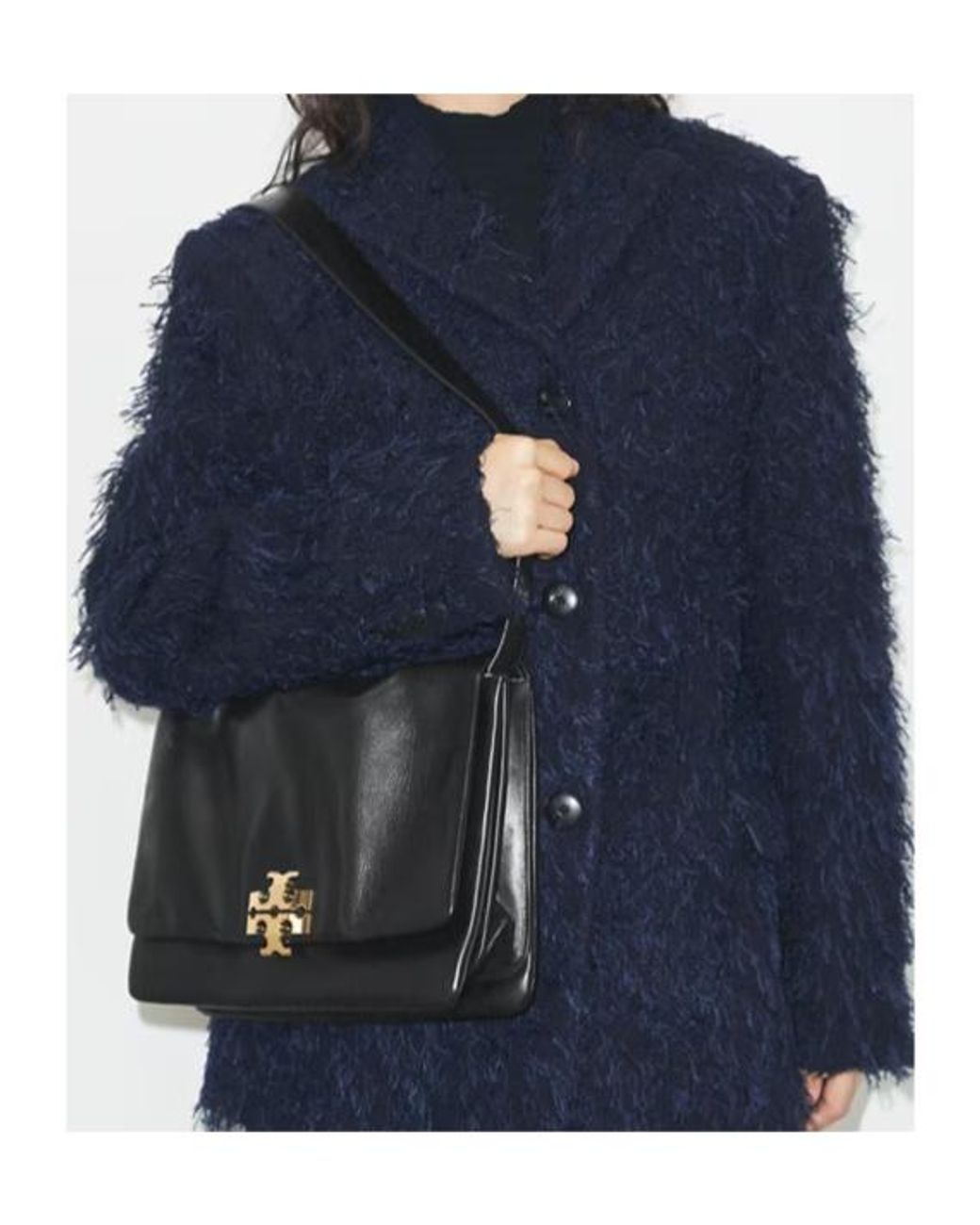Tory Burch Black Logo Charlie Shoulder Bag