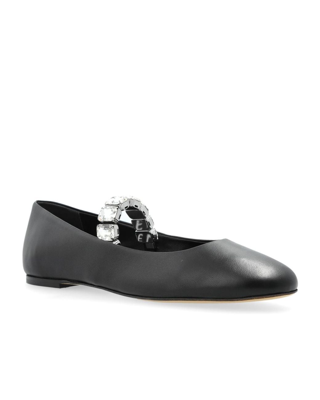Casadei Black Embellished Ballet Flat Shoes