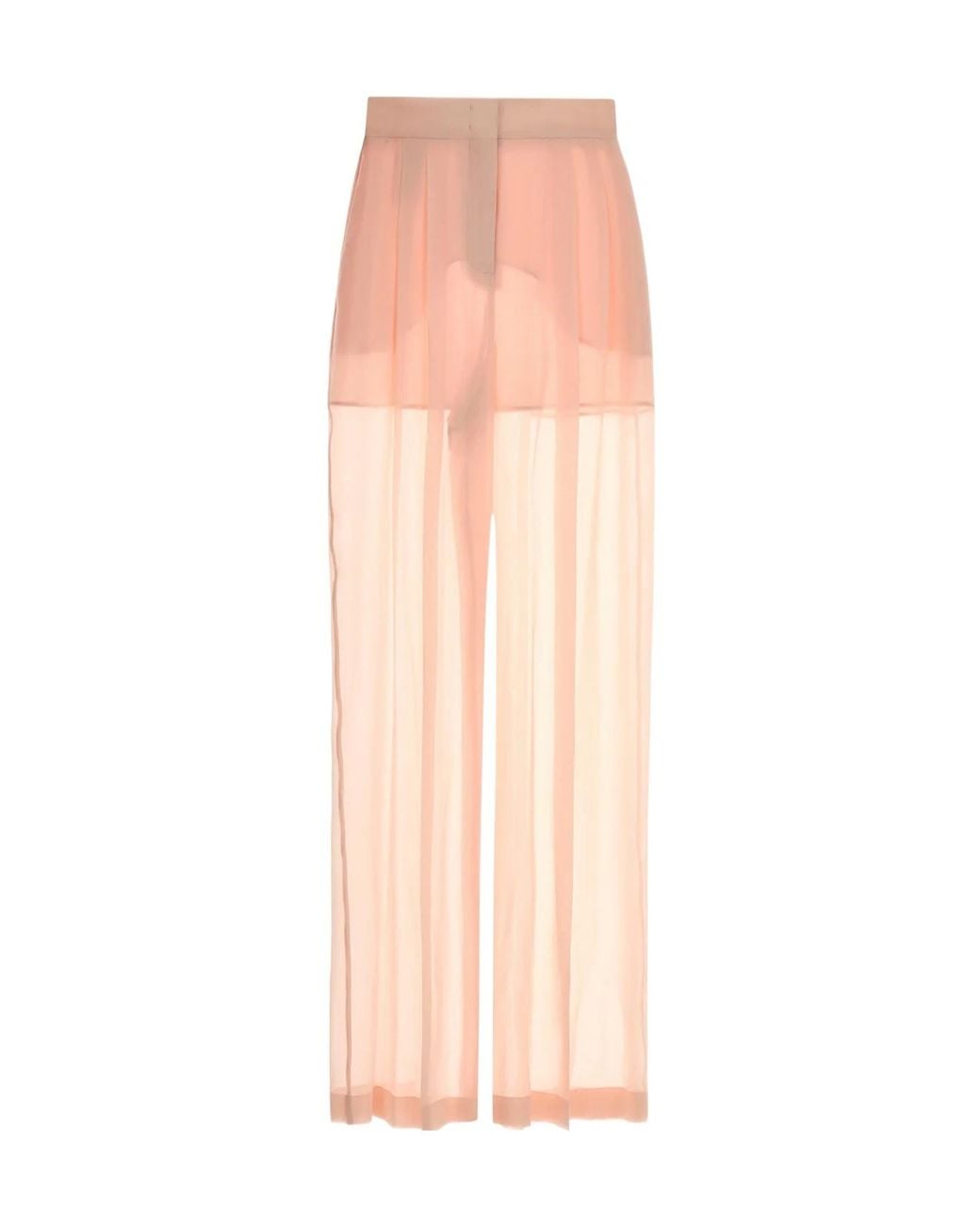 Alberta Ferretti Pink Semi-Sheer Georgette Pants