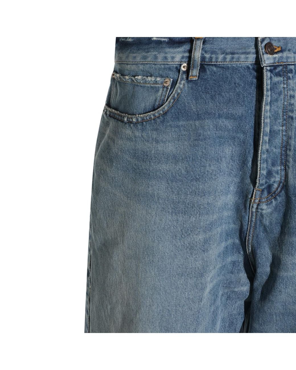 Balenciaga Blue Baggy Distressed Jeans for men