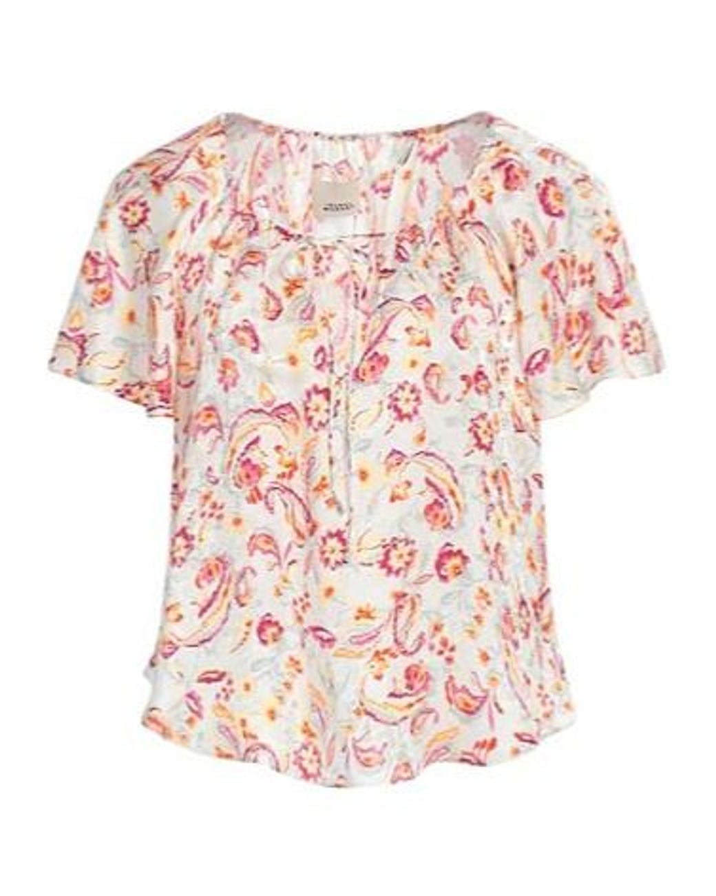 Isabel Marant Pink Pleated Print Short-Sleeved Shirt