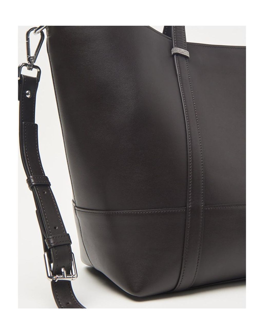 Peserico Gray Logo-Debossed Calf Leather Tote Bag