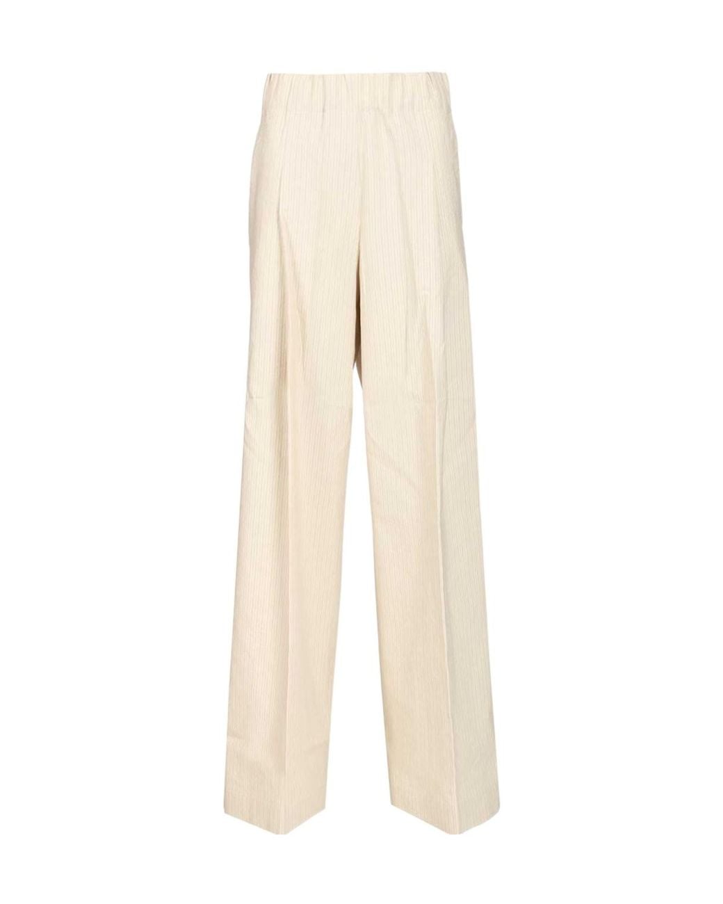 Dries Van Noten Natural Elasticated Waist Pleated Wide Pants