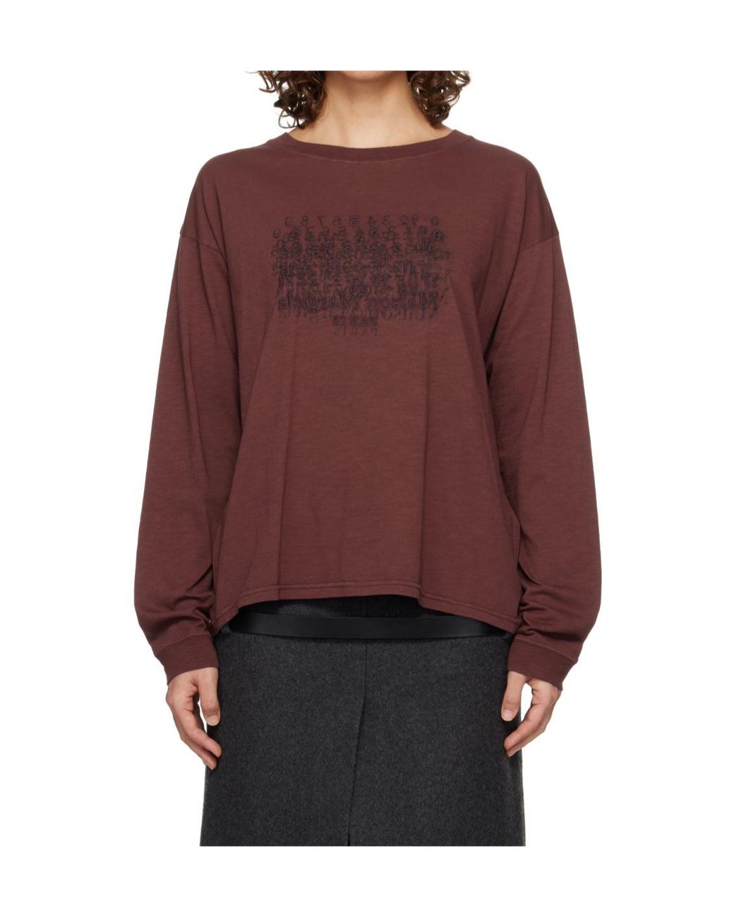 Maison Margiela Brown Logo Embroidered T-Shirt