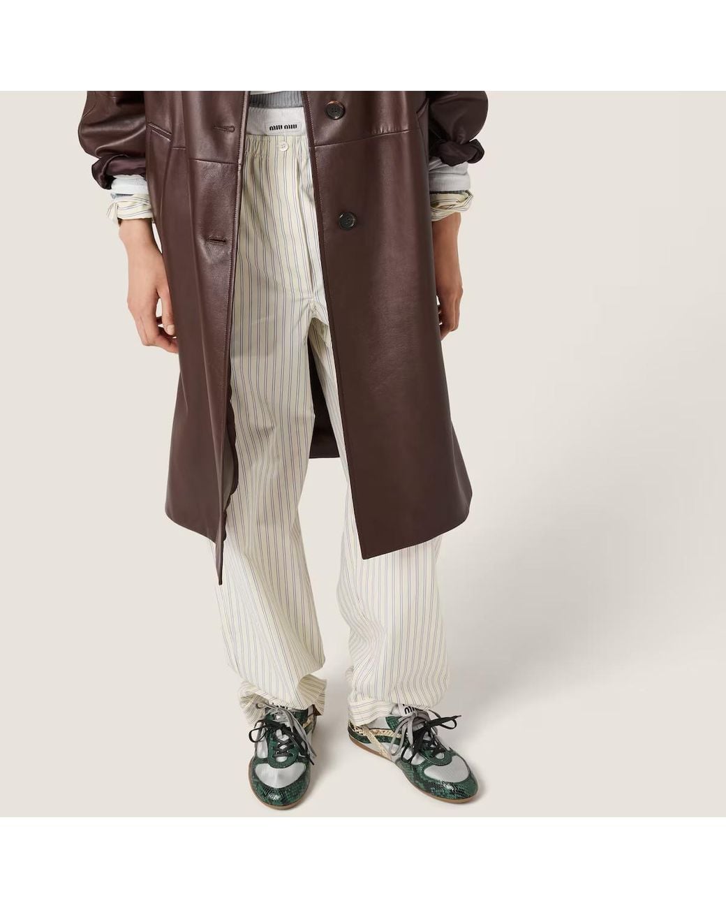 Miu Miu White Striped Straight Leg Pants