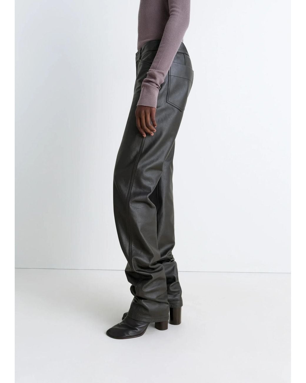 Lemaire Gray Twisted Five-Pocket Leather Trousers