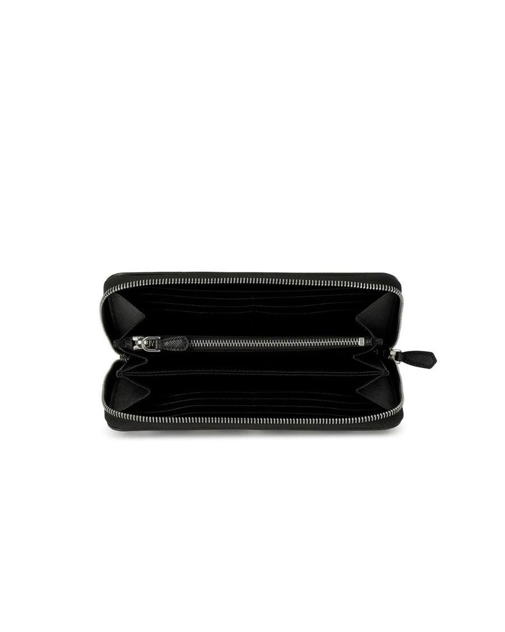 Prada Black Logo Zipper Wallet