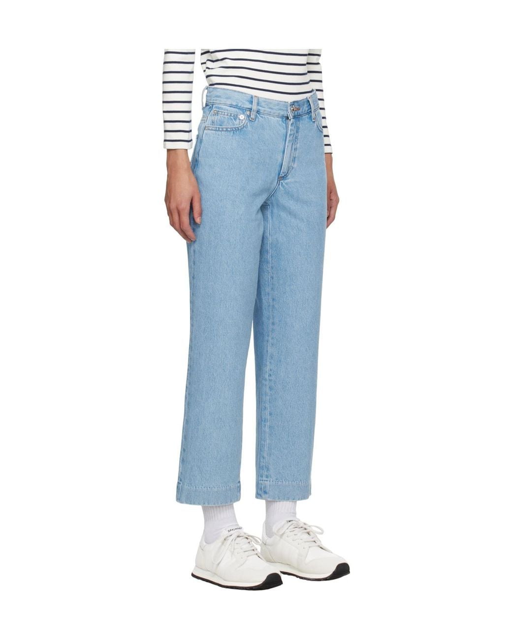 A.P.C. Blue New Sailor Stitch-Detail Denim Trousers