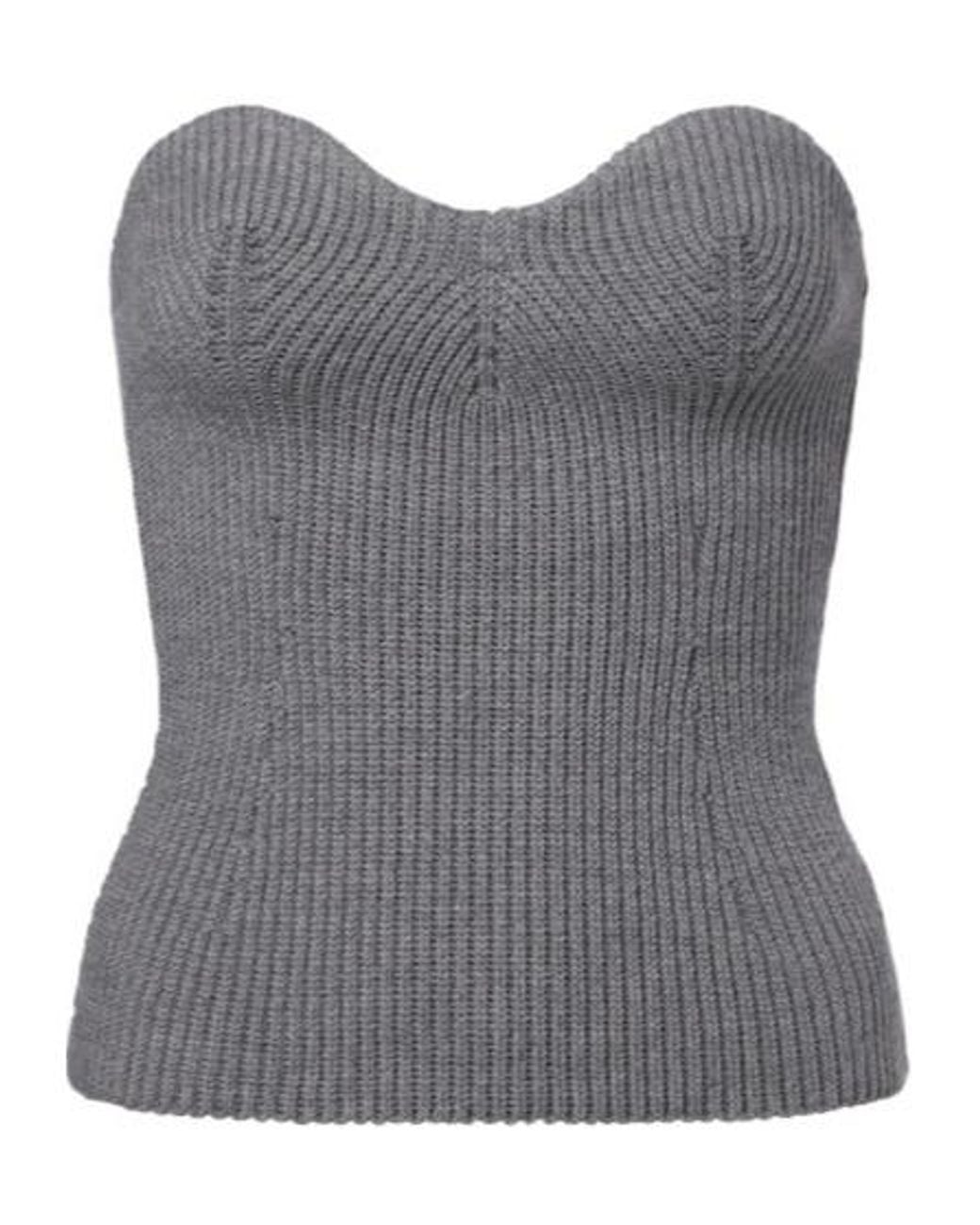 Jil Sander Gray Wool-Blend Bustier Top