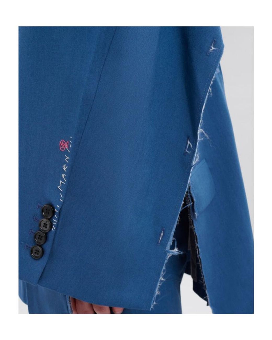 Marni Blue Wool-Mohair Blazer With Mending for men