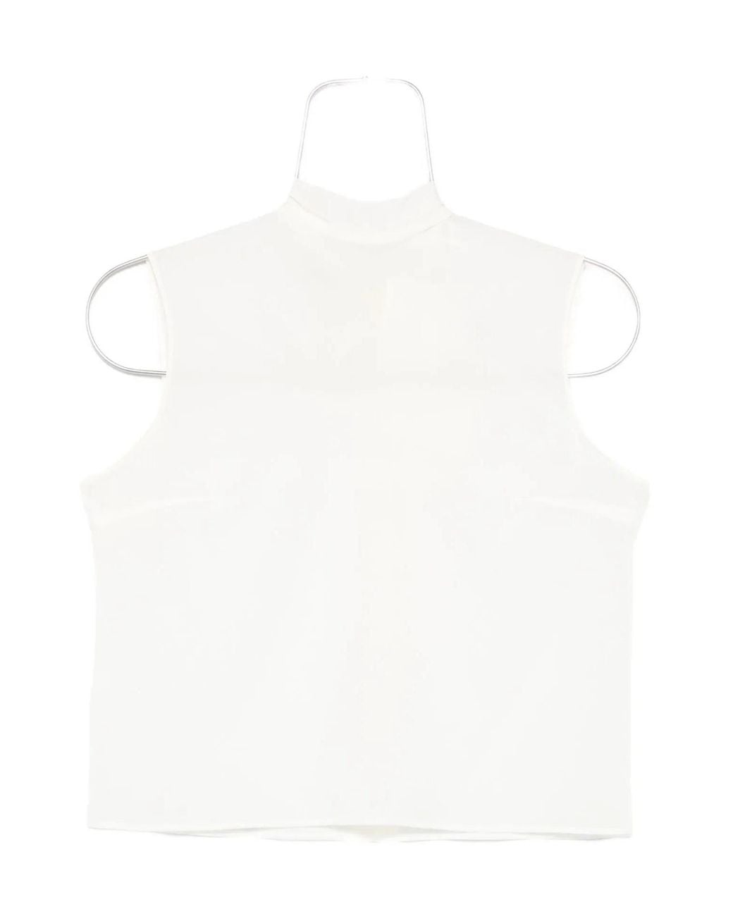 Mazzarelli White Sleeveless Mock-Neck Top