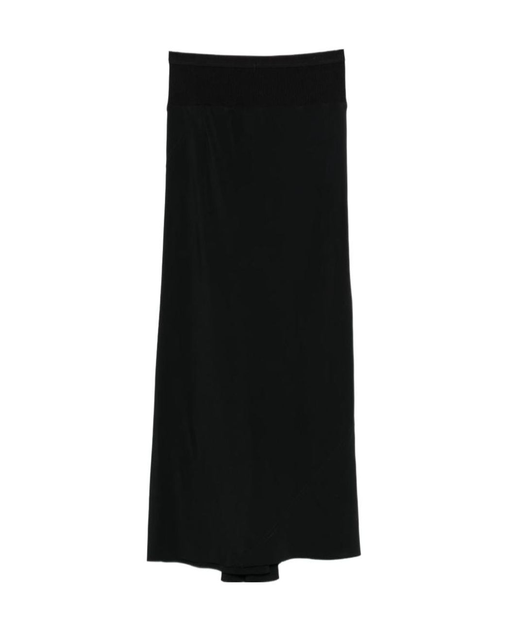 Rick Owens Black Draped Midi Skirt