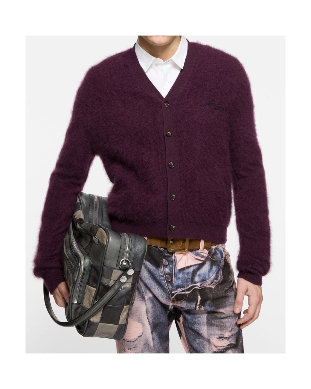 Acne Purple Cashmere Cardigan for men