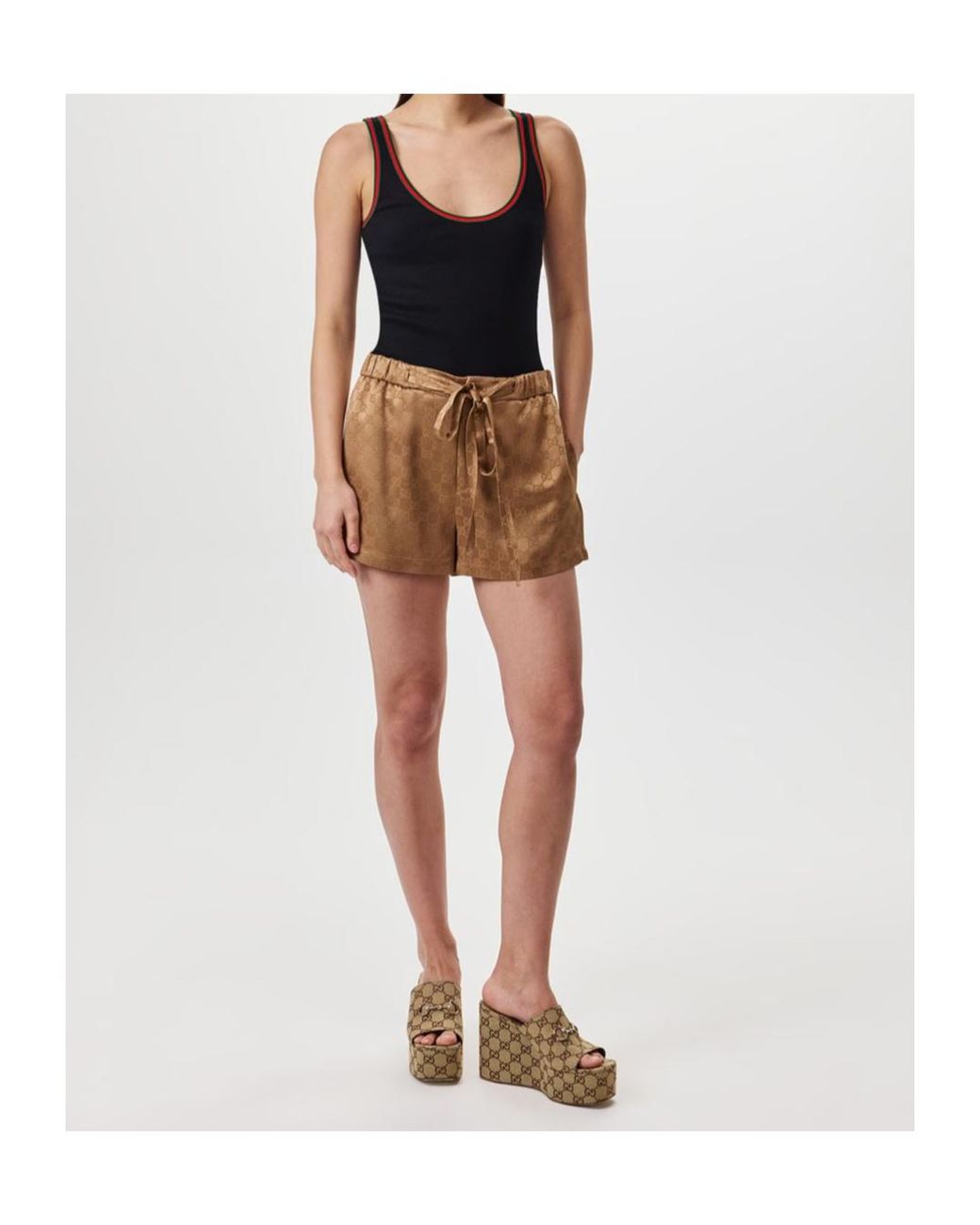 Gucci Brown Gg Silk Shorts