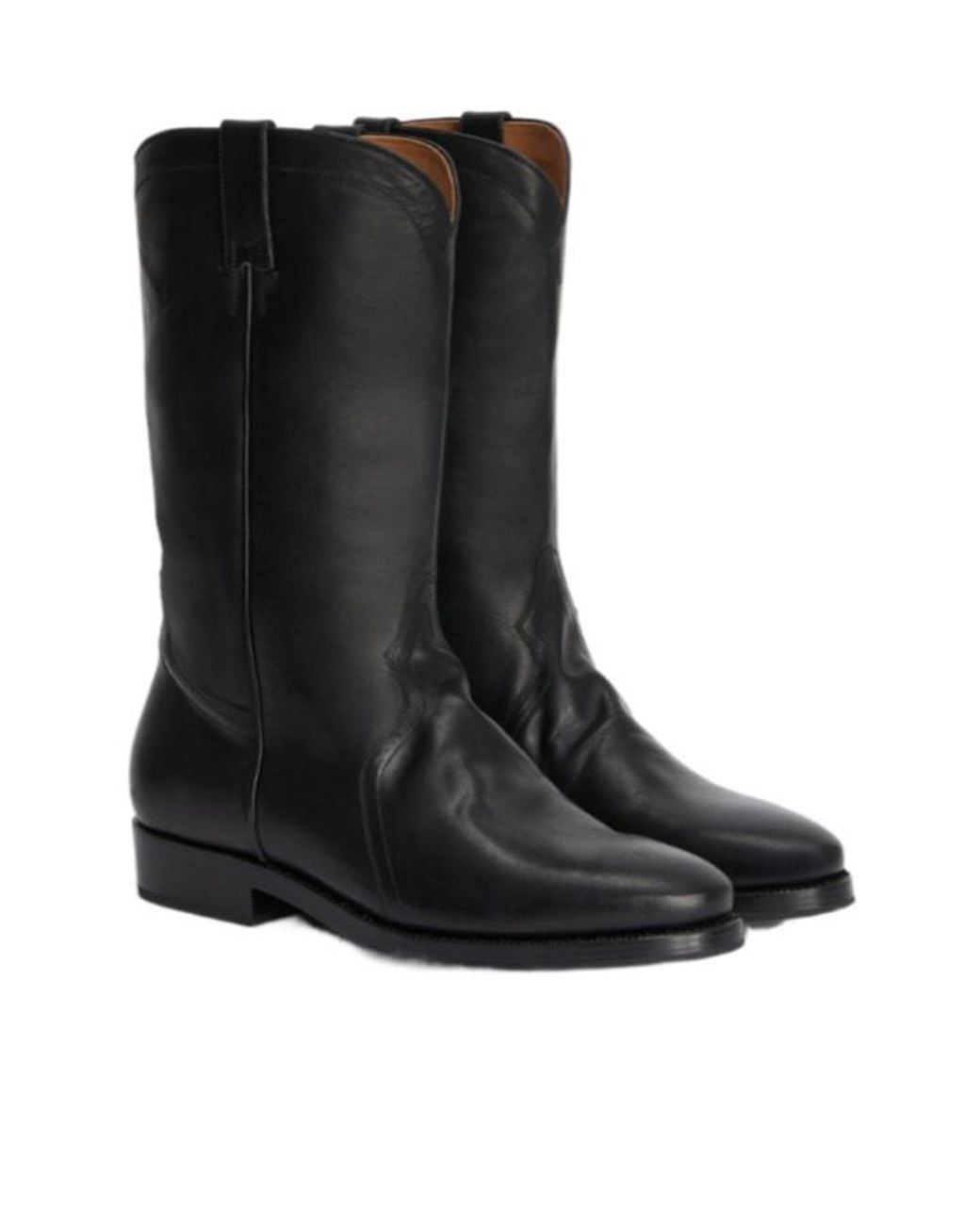 Jil Sander Black Round Toe Aged Effect Boots