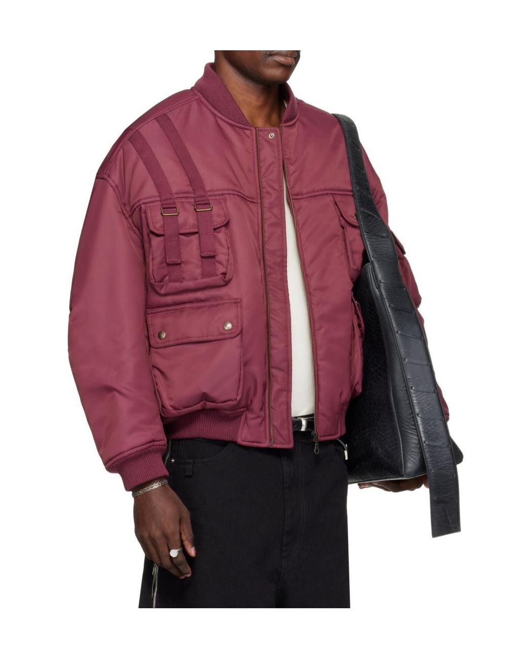 Lu'u Dan Red Stand-Collar Bomber Jacket for men