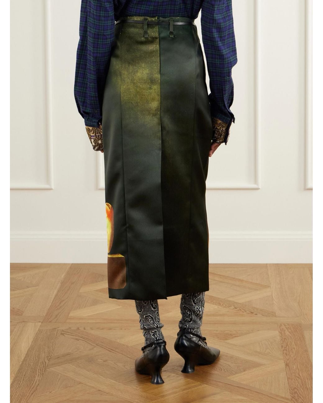 Dries Van Noten Black Long Printed Skirt