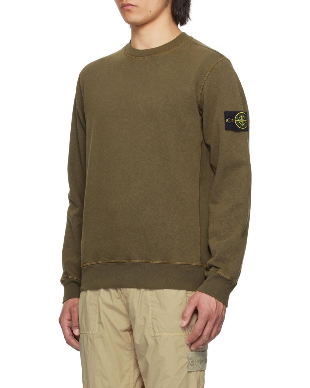 Stone Island Brown Compass-Badge Crewneck Sweatshirt for men