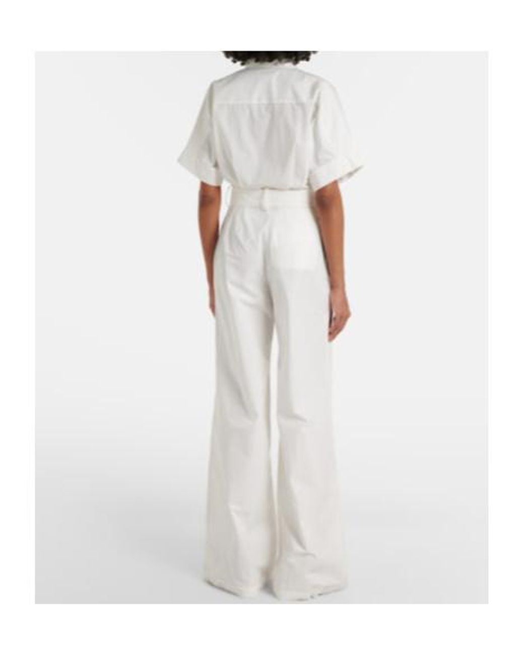 Elie Saab White Belted Cotton Jumpsuit
