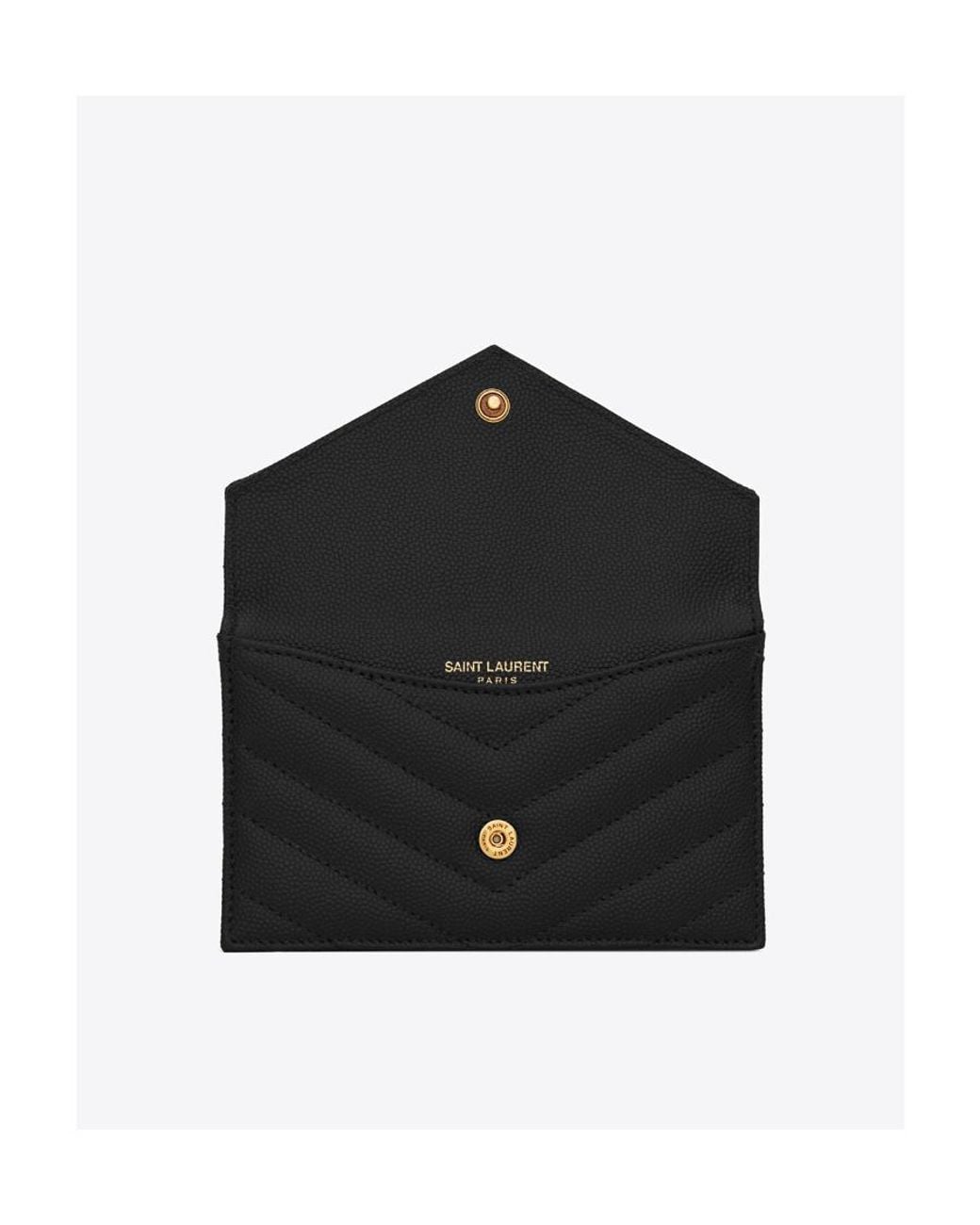 Saint Laurent Black サンローラン カサンドル マトラッセ フラグメント フラップ カード ケース