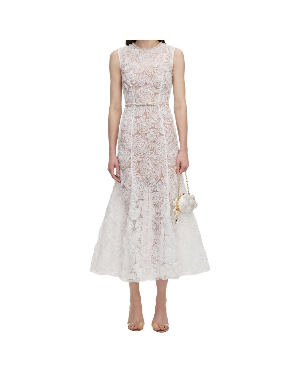 Self-Portrait Multicolor Tulle Lace Midi Dress