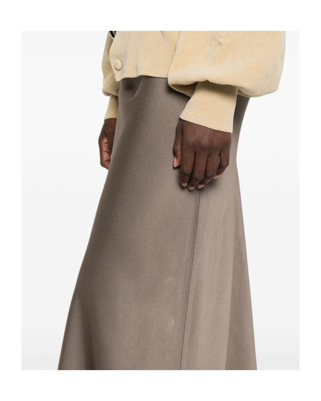 Fabiana Filippi Brown Satin Maxi Skirt