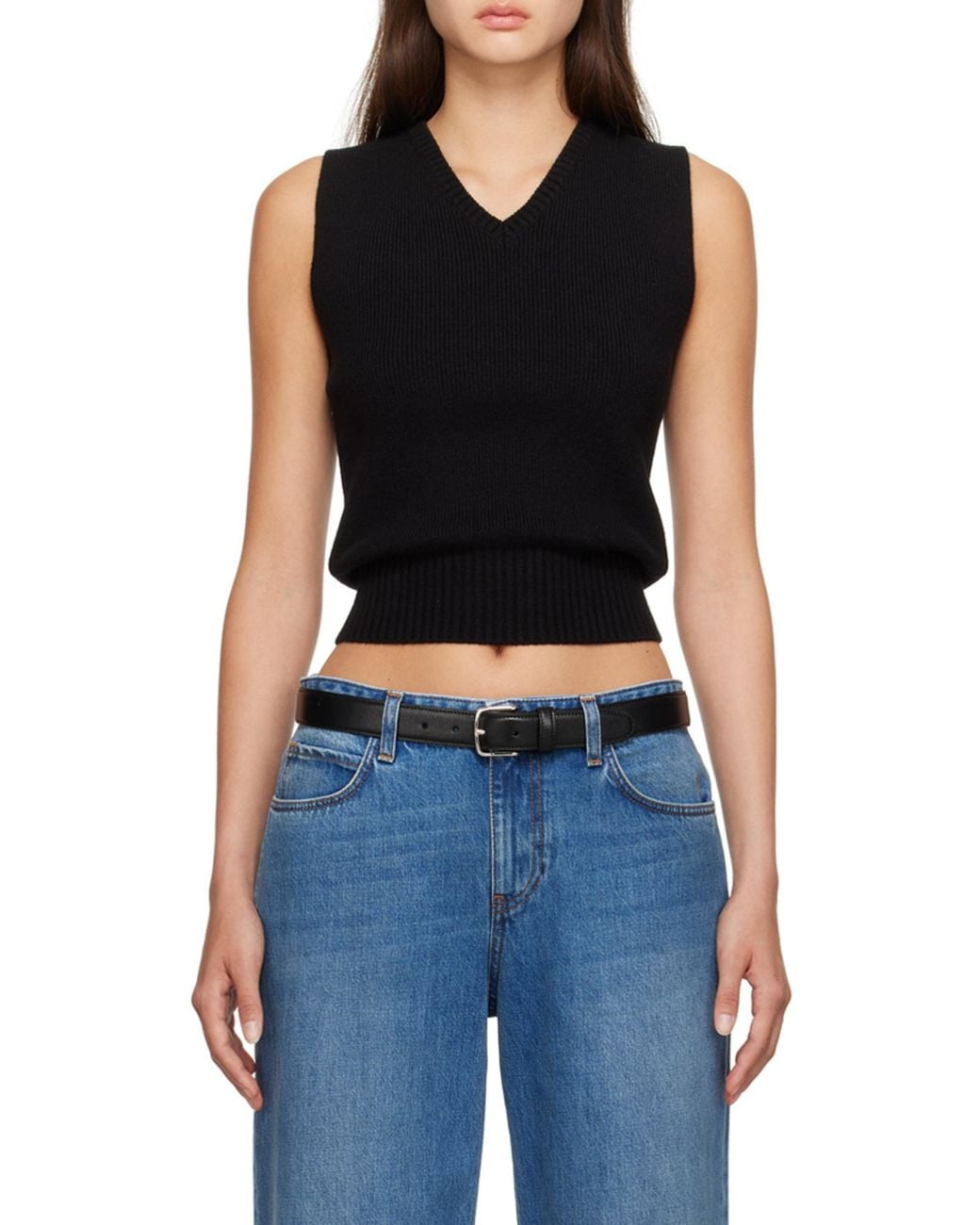 The Row Black Comi Cashmere Sleeveless Knit Top