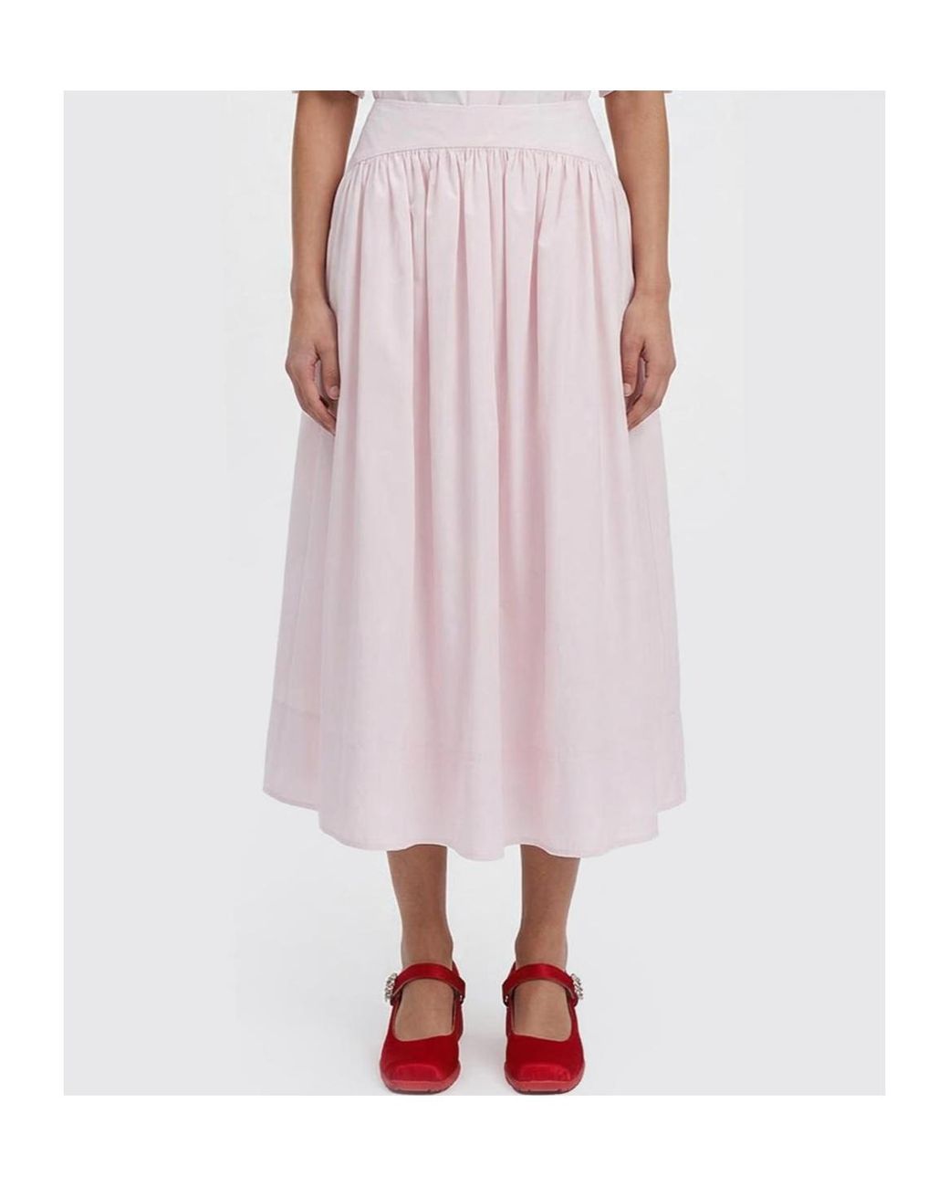 Simone Rocha Pink Pleated Midi Skirt
