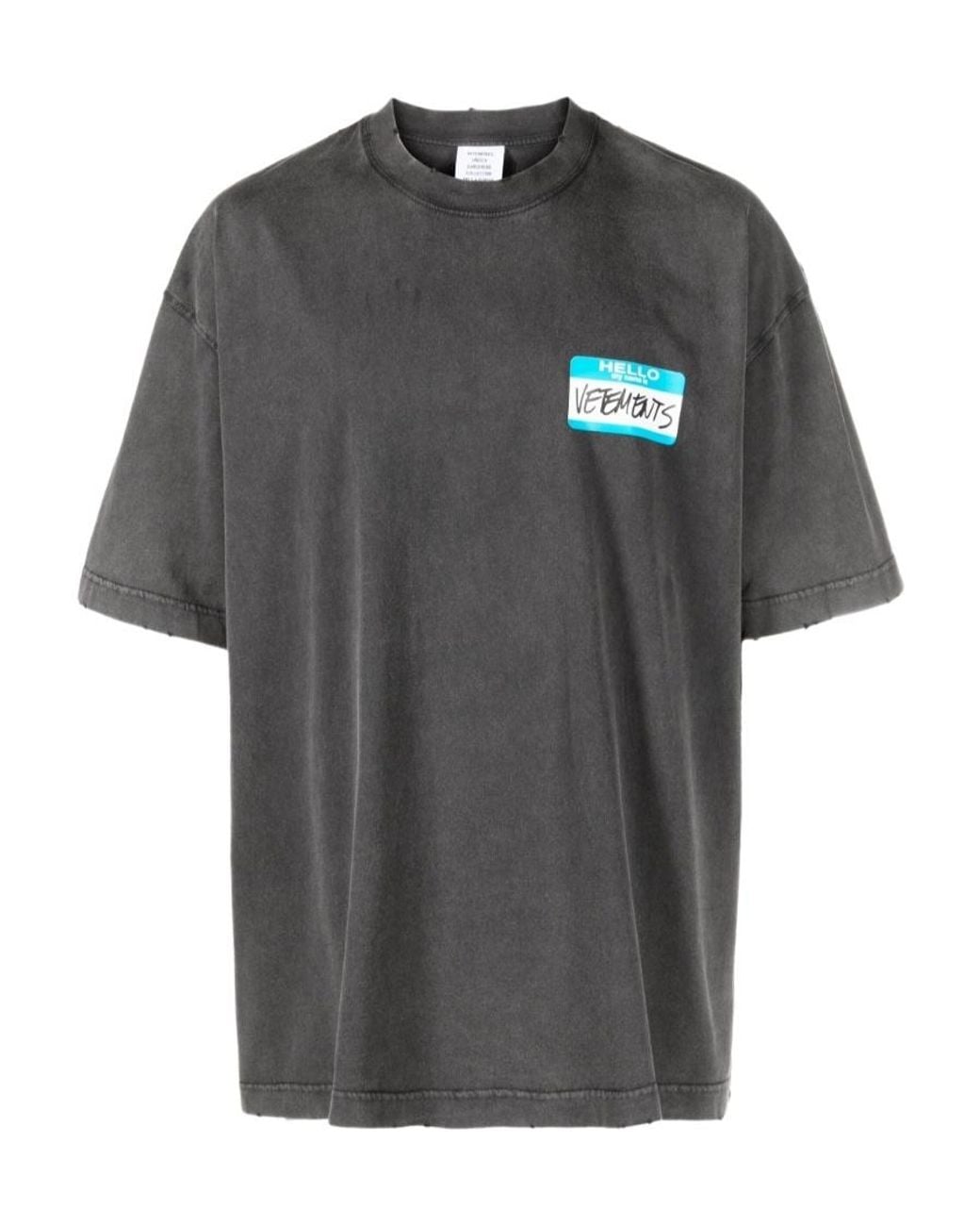 Vetements Gray My Name Is Cotton T-Shirt for men