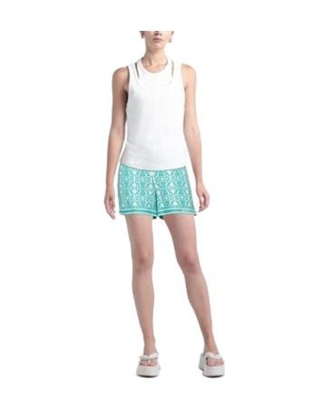 Max Mara Blue Geometric Jacquard Knit Shorts
