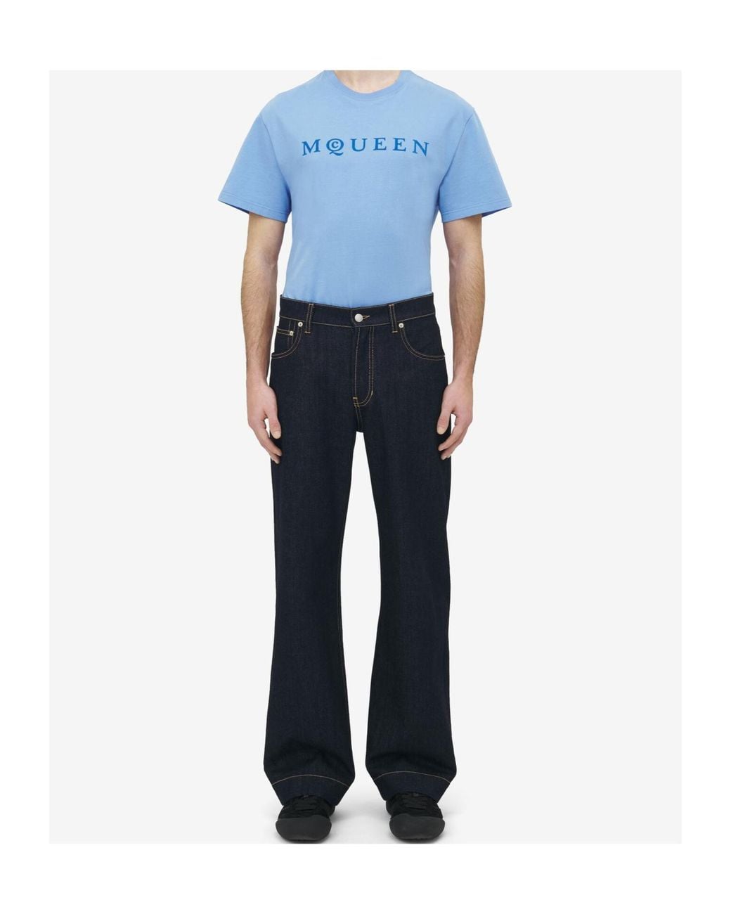 McQueen Blue Wide-Leg Jeans for men