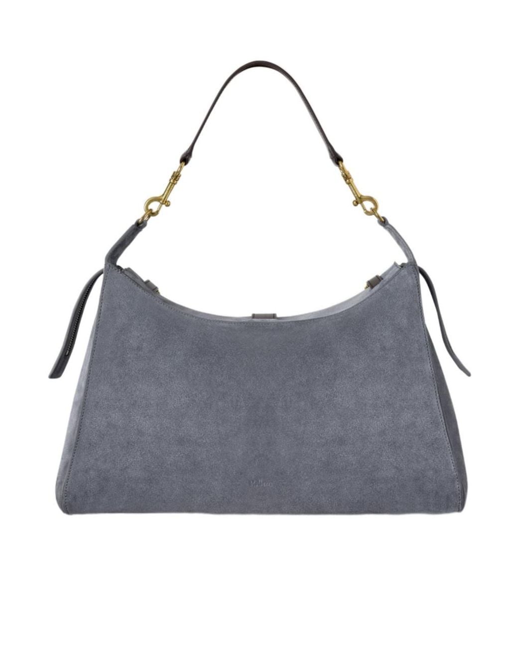 Mulberry Gray Buckled Suede Shoulder Bag