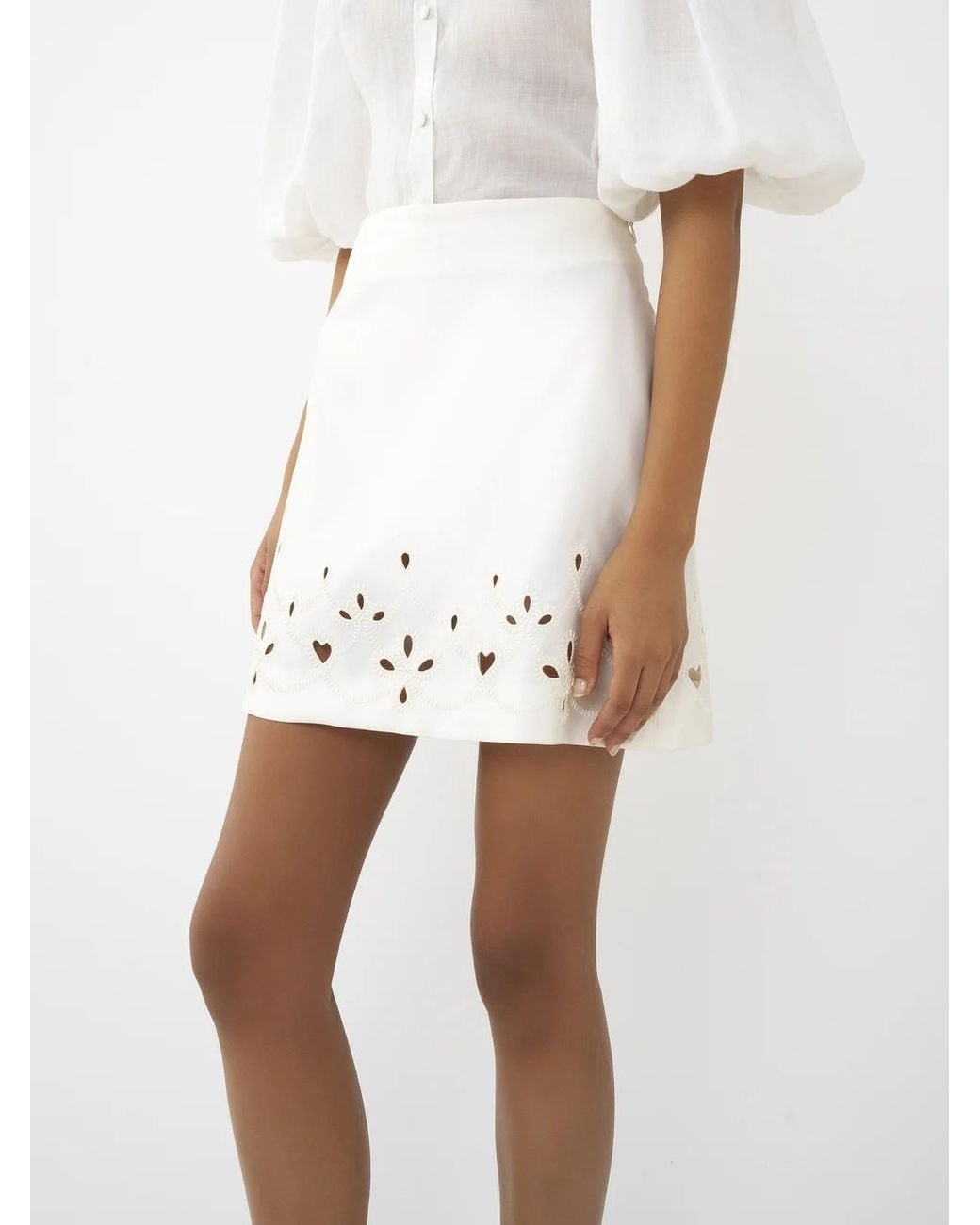 Chloé White Chloé Embroidered A-Line Mini Skirt